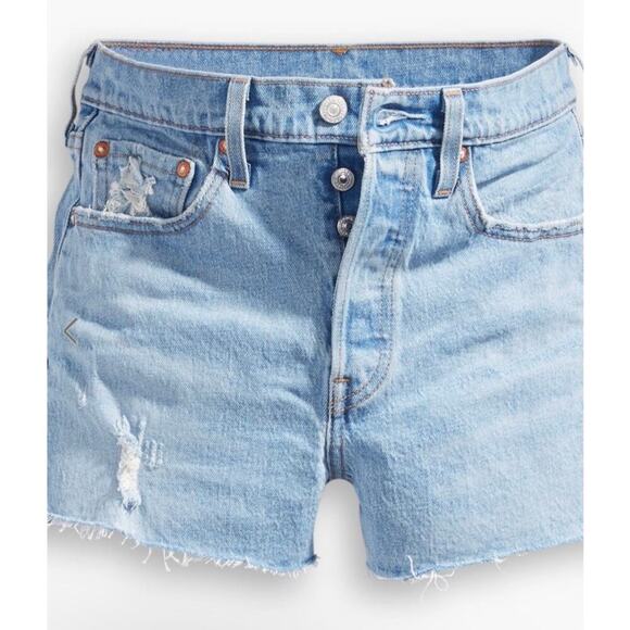 Levi’s 501® High Rise Womens Shorts Tango Light Wash Cut-off Button-fly Frayed - Picture 3 of 16